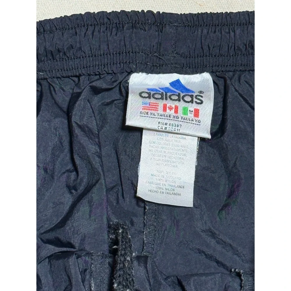 Adidas Track Pants XL Vintage Windbreaker Nylon Black White 3 Stripe Mens